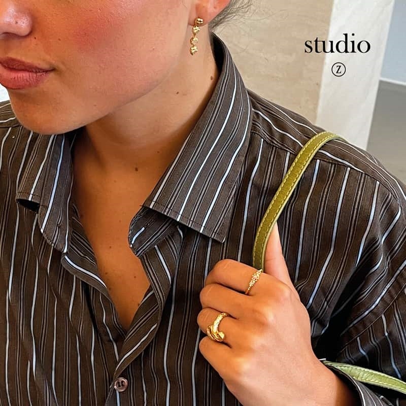 Studio Z - Element øreringe i forgyldt sølv m. rosa zirkonia
